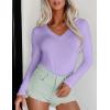 image:imageEkouaer Long Sleeve Shirts for Women V Neck Basics Tops Lightweight Base Layer Slim Fit Top Thermal UndershirtsLight Purple