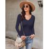 image:imageEkouaer Long Sleeve Shirts for Women V Neck Basics Tops Lightweight Base Layer Slim Fit Top Thermal UndershirtsNavy Blue