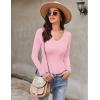 image:imageEkouaer Long Sleeve Shirts for Women V Neck Basics Tops Lightweight Base Layer Slim Fit Top Thermal UndershirtsPink