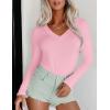 image:imageEkouaer Long Sleeve Shirts for Women V Neck Basics Tops Lightweight Base Layer Slim Fit Top Thermal UndershirtsPink