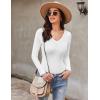 image:imageEkouaer Long Sleeve Shirts for Women V Neck Basics Tops Lightweight Base Layer Slim Fit Top Thermal UndershirtsWhite