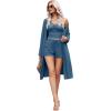 image:imageEkouaer Rib Knit Pajamas Set for Women 3 Piece Lounge Sets Soft Cami and Shorts Pjs with Cardigan Loungewear SXXLDark Blue2