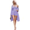 image:imageEkouaer Rib Knit Pajamas Set for Women 3 Piece Lounge Sets Soft Cami and Shorts Pjs with Cardigan Loungewear SXXLPurple2