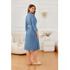 image:imageEkouaer Robes for Women Long Waffle Knit Bathrobe Lightweight Kimono Robe Soft Shawl Collar Spa Robes with Pockets SXXLBlueSmall Waffle
