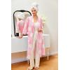image:imageEkouaer Robes for Women Long Waffle Knit Bathrobe Lightweight Kimono Robe Soft Shawl Collar Spa Robes with Pockets SXXLLight Pink FloralSmall Waffle