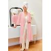 image:imageEkouaer Robes for Women Long Waffle Knit Bathrobe Lightweight Kimono Robe Soft Shawl Collar Spa Robes with Pockets SXXLLight PinkSmall Waffle