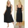 image:imageEkouaer Sleeveless Nightgowns for Women Lace Vneck Long Nightdress Wide Strap Sleepwear Soft Lounge DressesBlack