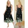 image:imageEkouaer Sleeveless Nightgowns for Women Lace Vneck Long Nightdress Wide Strap Sleepwear Soft Lounge DressesBlack Butterfly
