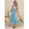 image:imageEkouaer Sleeveless Nightgowns for Women Lace Vneck Long Nightdress Wide Strap Sleepwear Soft Lounge DressesBlue Flower