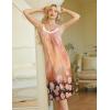 image:imageEkouaer Sleeveless Nightgowns for Women Lace Vneck Long Nightdress Wide Strap Sleepwear Soft Lounge DressesBrown Orange Floral