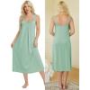 image:imageEkouaer Sleeveless Nightgowns for Women Lace Vneck Long Nightdress Wide Strap Sleepwear Soft Lounge DressesLight Green