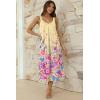image:imageEkouaer Sleeveless Nightgowns for Women Lace Vneck Long Nightdress Wide Strap Sleepwear Soft Lounge DressesYellow Floral
