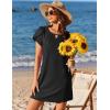 image:imageEkouaer Swimsuit Coverup for Women 2026 Petal Short Sleeve Bathing Suit Cover Ups Summer T Shirt Dress Flowy SundressesBlack