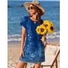 image:imageEkouaer Swimsuit Coverup for Women 2026 Petal Short Sleeve Bathing Suit Cover Ups Summer T Shirt Dress Flowy SundressesBlue Floral