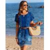 image:imageEkouaer Swimsuit Coverup for Women 2026 Petal Short Sleeve Bathing Suit Cover Ups Summer T Shirt Dress Flowy SundressesBlue Floral