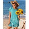 image:imageEkouaer Swimsuit Coverup for Women 2026 Petal Short Sleeve Bathing Suit Cover Ups Summer T Shirt Dress Flowy SundressesGreen Floral