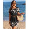 image:imageEkouaer Swimsuit Coverup for Women 2026 Petal Short Sleeve Bathing Suit Cover Ups Summer T Shirt Dress Flowy SundressesLeaf Khaki Black