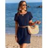 image:imageEkouaer Swimsuit Coverup for Women 2026 Petal Short Sleeve Bathing Suit Cover Ups Summer T Shirt Dress Flowy SundressesNavy Blue