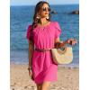 image:imageEkouaer Swimsuit Coverup for Women 2026 Petal Short Sleeve Bathing Suit Cover Ups Summer T Shirt Dress Flowy SundressesRose Red