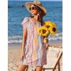 image:imageEkouaer Swimsuit Coverup for Women 2026 Petal Short Sleeve Bathing Suit Cover Ups Summer T Shirt Dress Flowy SundressesStriped Ribbon