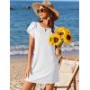 image:imageEkouaer Swimsuit Coverup for Women 2026 Petal Short Sleeve Bathing Suit Cover Ups Summer T Shirt Dress Flowy SundressesWhite