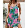 image:imageEkouaer Swimsuit Coverup for Women Sleeveless V Neck Bathing Suit Cover Up Summer Swimwear Beach Cover Ups with PocketsCoconut Tree Pink