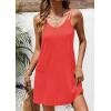 image:imageEkouaer Swimsuit Coverup for Women Sleeveless V Neck Bathing Suit Cover Up Summer Swimwear Beach Cover Ups with PocketsCoral