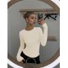 image:imageEkouaer Womens 3 Pack Long Sleeve Shirts Ruched Side Fitted Undershirts Round Neck Underscrubs Thermal Tops XSXXLBeigeBrownBlack