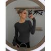 image:imageEkouaer Womens 3 Pack Long Sleeve Shirts Ruched Side Fitted Undershirts Round Neck Underscrubs Thermal Tops XSXXLBeigeGreyBlack