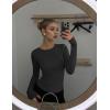 image:imageEkouaer Womens 3 Pack Long Sleeve Shirts Ruched Side Fitted Undershirts Round Neck Underscrubs Thermal Tops XSXXLBlackBrownKhaki