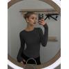 image:imageEkouaer Womens 3 Pack Long Sleeve Shirts Ruched Side Fitted Undershirts Round Neck Underscrubs Thermal Tops XSXXLBrownCaramelBlack