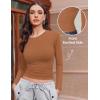 image:imageEkouaer Womens 3 Pack Long Sleeve Shirts Ruched Side Fitted Undershirts Round Neck Underscrubs Thermal Tops XSXXLBrownCaramelBlack