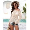 image:imageEkouaer Womens Crochet Cover up Top Hollow Out Floral Beach Cover ups 2026 Summer Sweater Vacation Cruise Outfits S2XLBeige