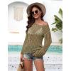 image:imageEkouaer Womens Crochet Cover up Top Hollow Out Floral Beach Cover ups 2026 Summer Sweater Vacation Cruise Outfits S2XLKhaki