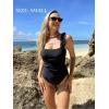 image:imageEkouaer Womens One Piece Swimsuits Square Neck Tummy Control Bathing Suit with Adjustable Ruffled Straps SwimwearA Black