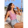 image:imageEkouaer Womens One Piece Swimsuits Square Neck Tummy Control Bathing Suit with Adjustable Ruffled Straps SwimwearA Pink Floral