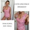image:imageEkouaer Womens One Piece Swimsuits Square Neck Tummy Control Bathing Suit with Adjustable Ruffled Straps SwimwearA Pink Floral