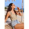 image:imageEkouaer Womens One Piece Swimsuits Square Neck Tummy Control Bathing Suit with Adjustable Ruffled Straps SwimwearApricot Floral