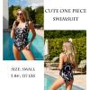 image:imageEkouaer Womens One Piece Swimsuits Square Neck Tummy Control Bathing Suit with Adjustable Ruffled Straps SwimwearBlack Abstract