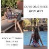 image:imageEkouaer Womens One Piece Swimsuits Square Neck Tummy Control Bathing Suit with Adjustable Ruffled Straps SwimwearBlack Multi Floral