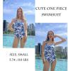 image:imageEkouaer Womens One Piece Swimsuits Square Neck Tummy Control Bathing Suit with Adjustable Ruffled Straps SwimwearBlue  White Porcelain Floral