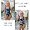 image:imageEkouaer Womens One Piece Swimsuits Square Neck Tummy Control Bathing Suit with Adjustable Ruffled Straps SwimwearNavy Floral