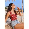 image:imageEkouaer Womens One Piece Swimsuits Square Neck Tummy Control Bathing Suit with Adjustable Ruffled Straps SwimwearRed Floral