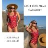 image:imageEkouaer Womens One Piece Swimsuits Square Neck Tummy Control Bathing Suit with Adjustable Ruffled Straps SwimwearRed Floral