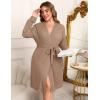 image:imageEkouaer Womens Plus Size Robe Waffle Knit Bathrobe Short Lightweight Kimono Robes with Pockets Ladies Loungewear 1x5x
