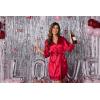 image:imageEkouaer Womens Silk Robe Short Lace Trim Satin Robe 34 Sleeve Sexy Kimono Bride Robe Comfy Sleepwear with PocketsWine Red