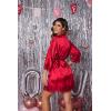 image:imageEkouaer Womens Silk Robe Short Lace Trim Satin Robe 34 Sleeve Sexy Kimono Bride Robe Comfy Sleepwear with PocketsWine Red