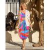 image:imageEkouaer Womens Swimsuit Beach Cover Up Dress Spaghetti Strap V Neck Swimwear A Line 2026 Bathing Suit Coverups with PocketsMulticolor Leaves