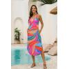 image:imageEkouaer Womens Swimsuit Beach Cover Up Dress Spaghetti Strap V Neck Swimwear A Line 2026 Bathing Suit Coverups with PocketsMulticolor Leaves