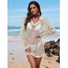 image:imageEkouaer Womens Swimsuit Cover Ups Sexy Crochet Swim Coverup Long Sleeve Bathing Suit Summer Vacation OutfitsA Beige
